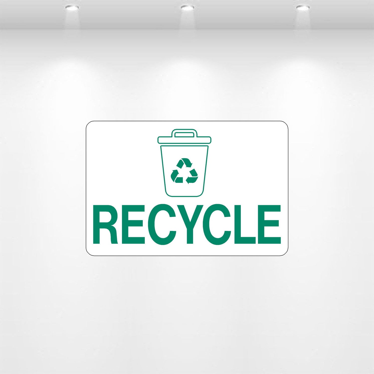 Recycle symbol decal for bins, dumpsters, and waste containers