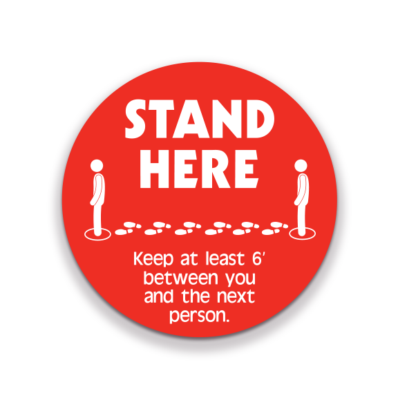 Decal - Stand Here Distance Dot with Illustration | Safety Decals