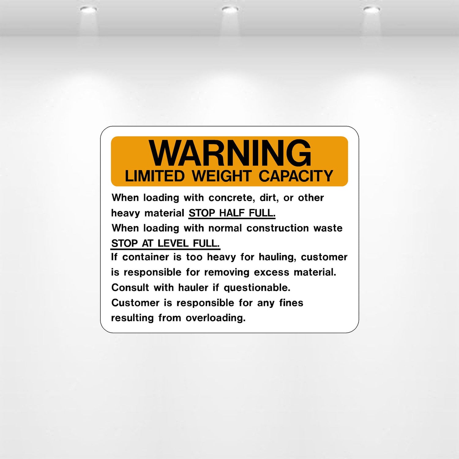 Decal - Warning Limited Weight Capacity | Safety Decals