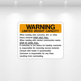 Decal - Warning Limited Weight Capacity | Safety Decals