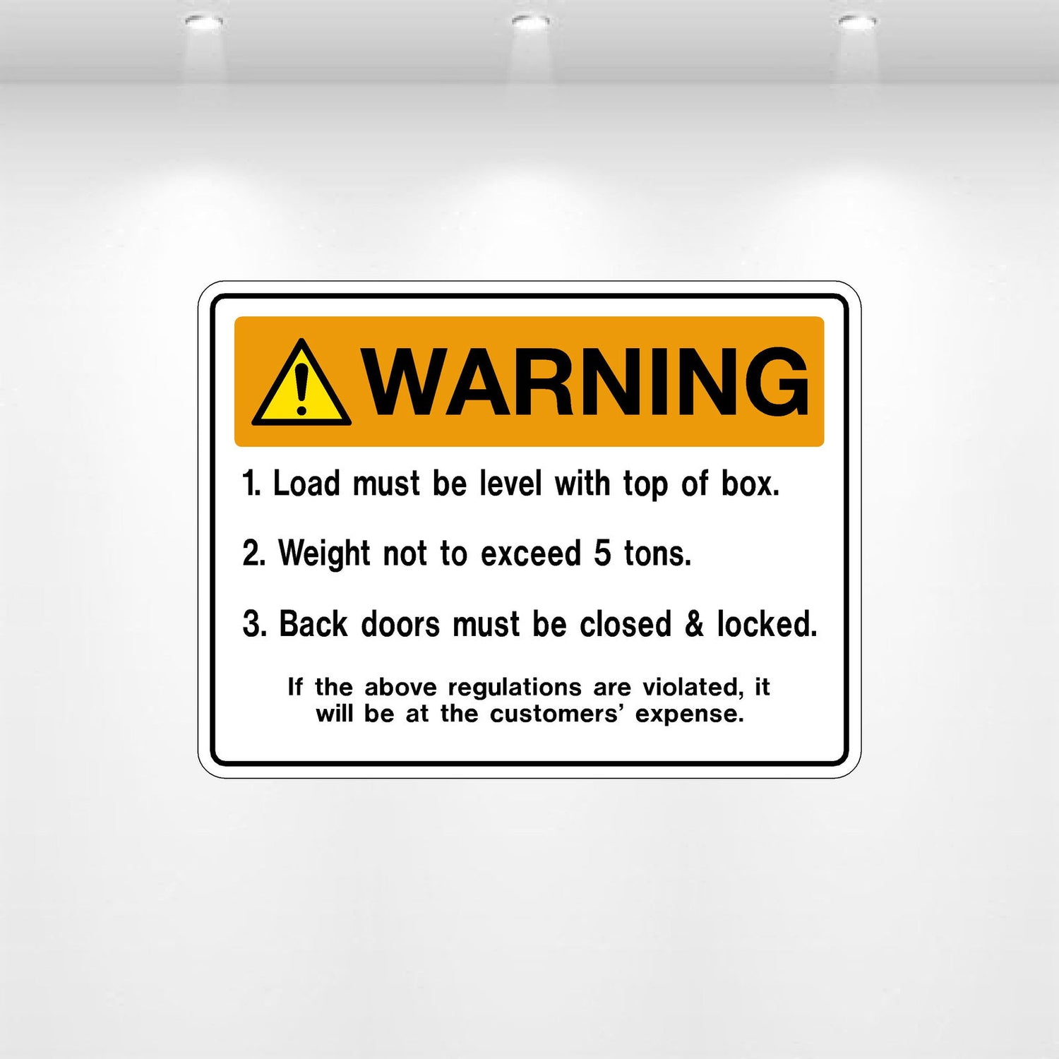 Decal - Warning Load Must Be Level With Top of Box | Safety Decals