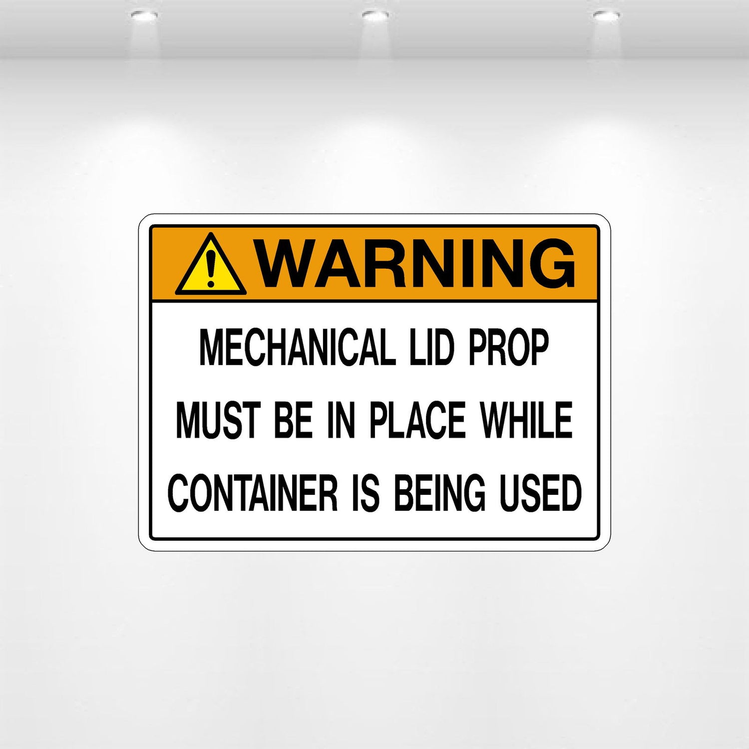 Decal - Warning Mechanical Lid Prop | Safety Decals