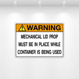 Decal - Warning Mechanical Lid Prop | Safety Decals