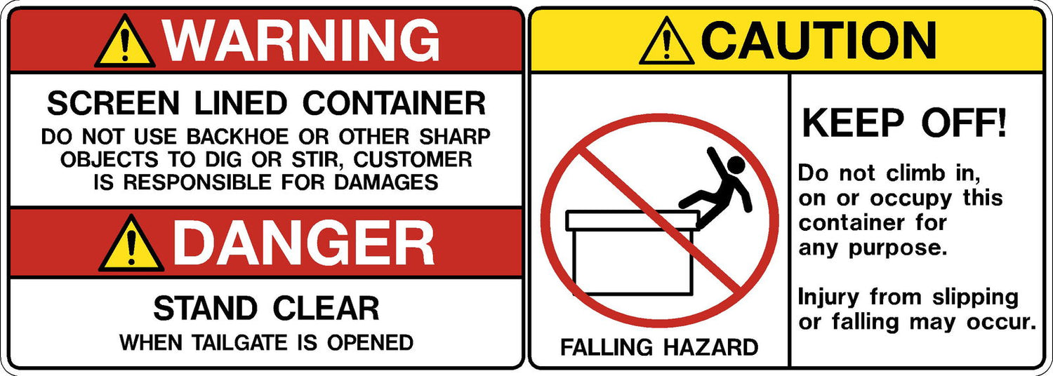Decal - Warning Screen Lined, Danger Stand Clear and Caution Falling Hazard | Safety Decals