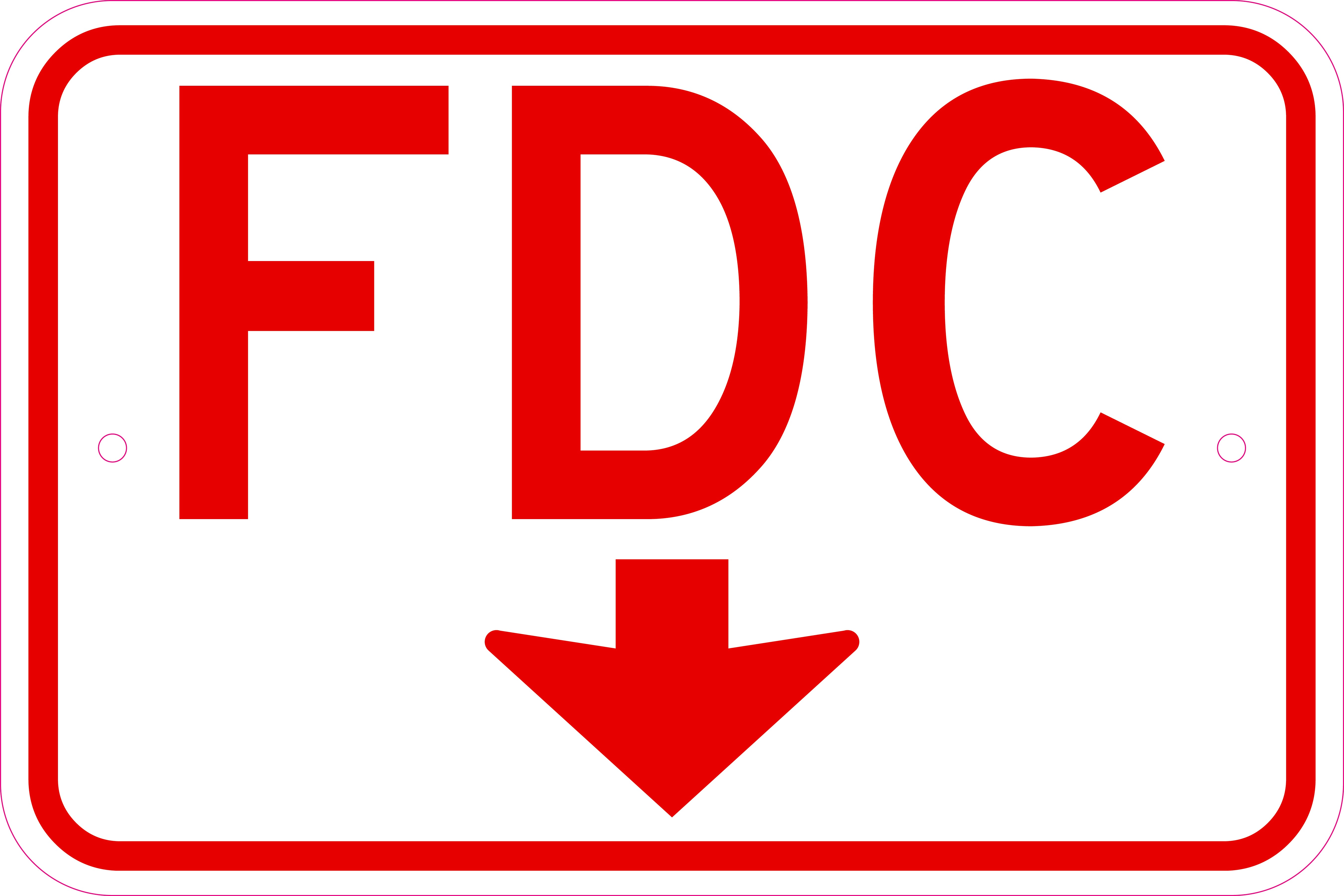 FDC Sign with Down Arrow | Directional Fire Connection Sign – Safety Decals