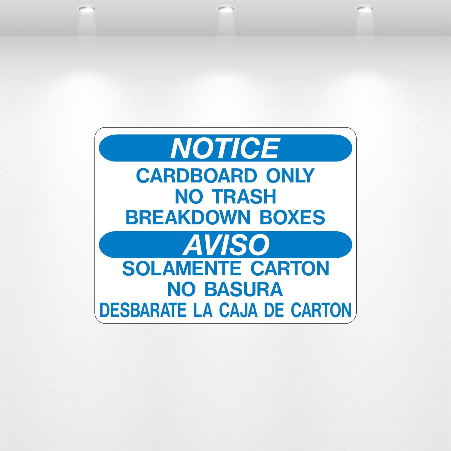 NOTICE: Cardboard Only decal – durable vinyl recycling sign for dumpsters, bins, and waste collection areas