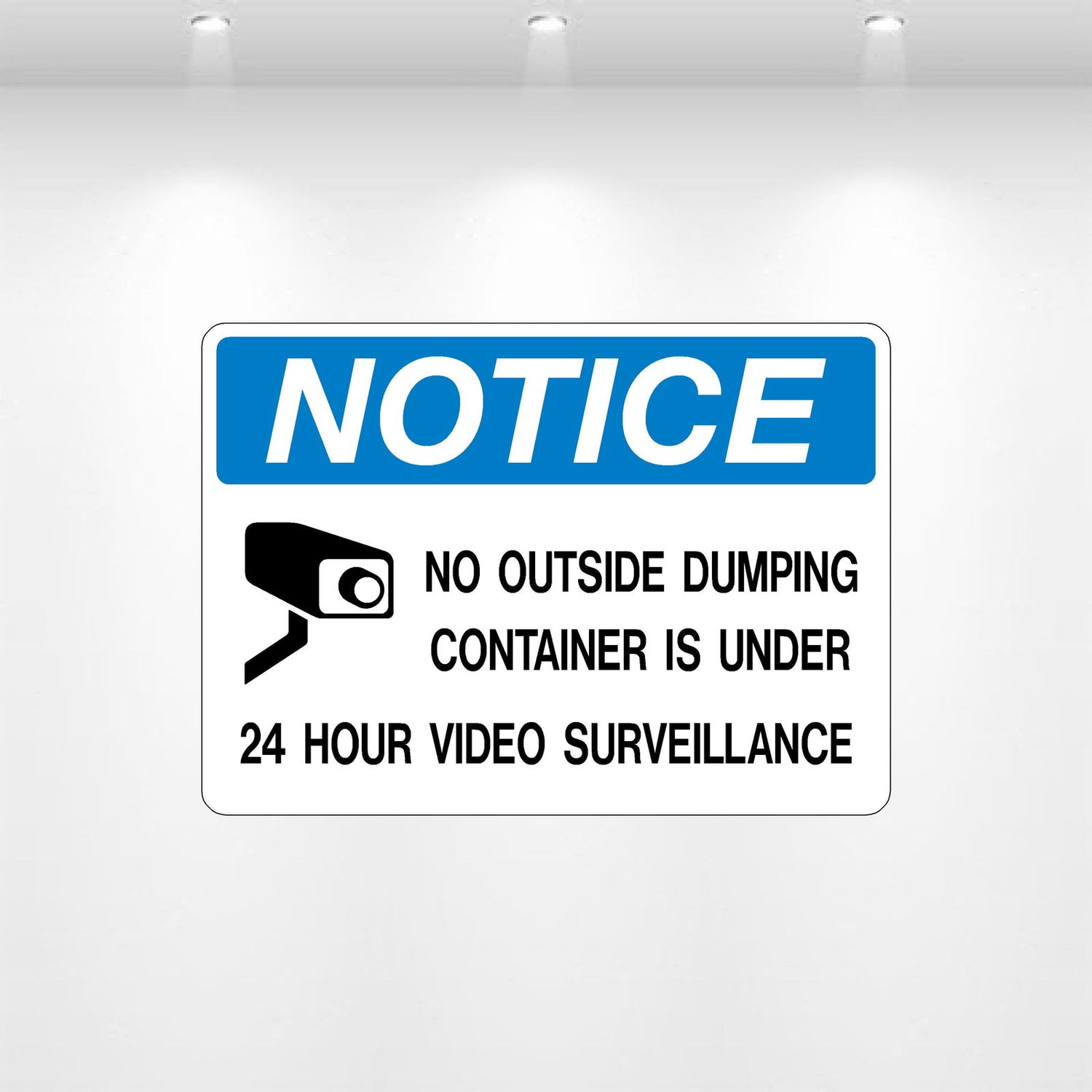 NOTICE: Container Under Surveillance decal – durable vinyl security label for dumpsters, storage containers, and outdoor bins