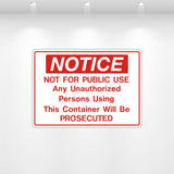 NOTICE: Not For Public Use decal – durable warning label for private property and restricted zones