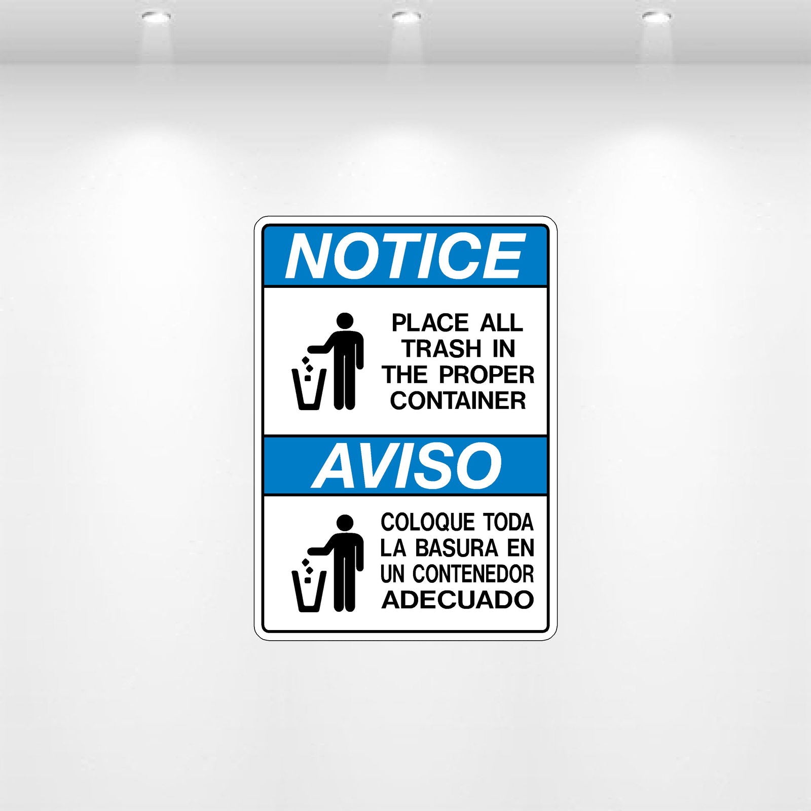 NOTICE: Place All Trash Decal | Safety Decals