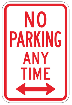 No Parking Any Time - Bidirectional Arrow | Safety Decals