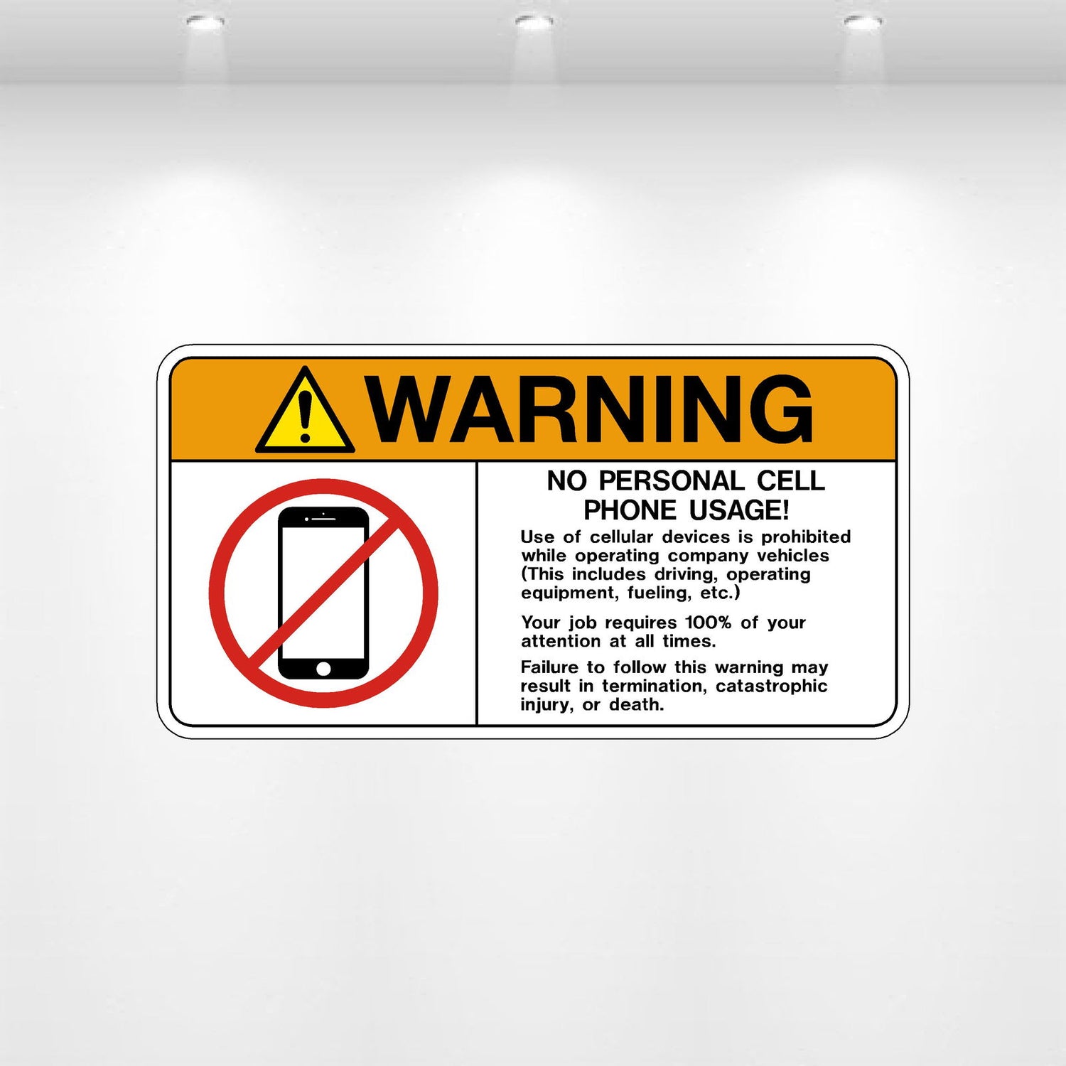 No Personal Cell Phone decal – safety sign for workplace distraction prevention