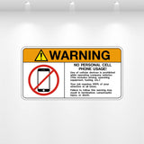 No Personal Cell Phone decal – safety sign for workplace distraction prevention