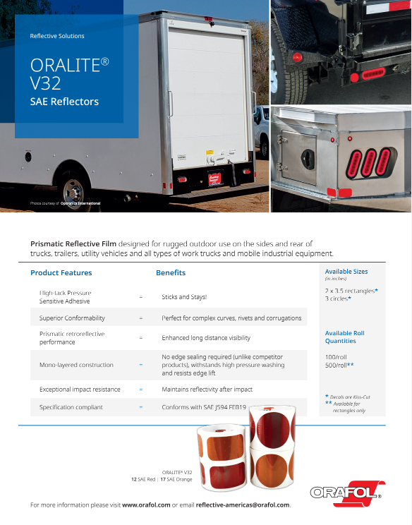 ORALITE®  V32 SAE Kiss Cut Reflectors | Safety Decals