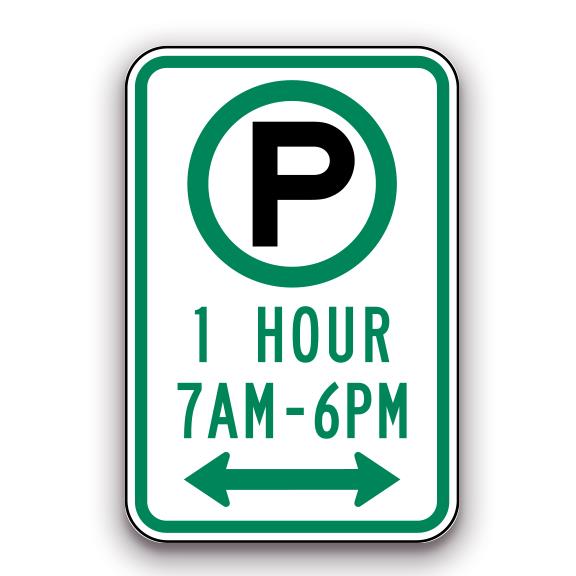 Sign - 1 Hour 7am-6pm - Symbol & Arrow | Safety Decals