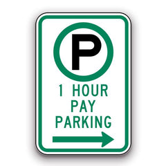 Sign - 1 Hour Pay Parking - Symbol & Right Arrow | Safety Decals
