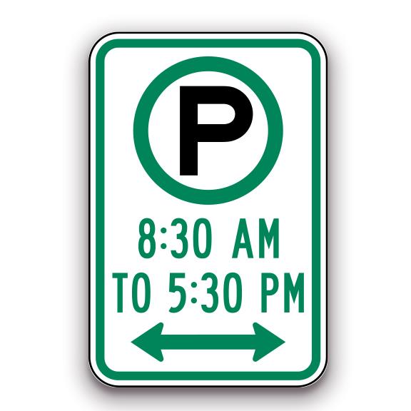 Sign - 8:30am to 5:30pm - Symbol & Arrow | Safety Decals