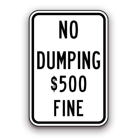 Sign - No Dumping $500 Fine | Safety Decals