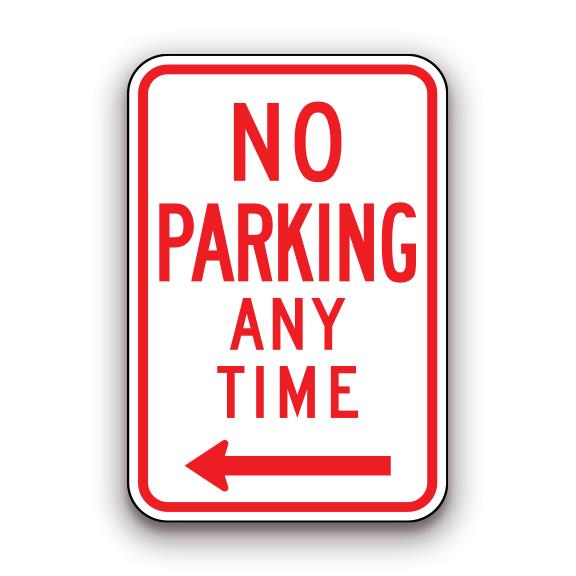 Sign - No Parking Any Time - Left Arrow | Safety Decals