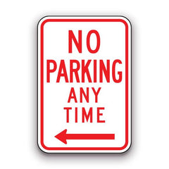 Sign - No Parking Any Time - Left Arrow | Safety Decals