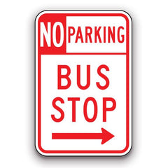 Sign - No Parking Bus Stop - Right Arrow | Safety Decals