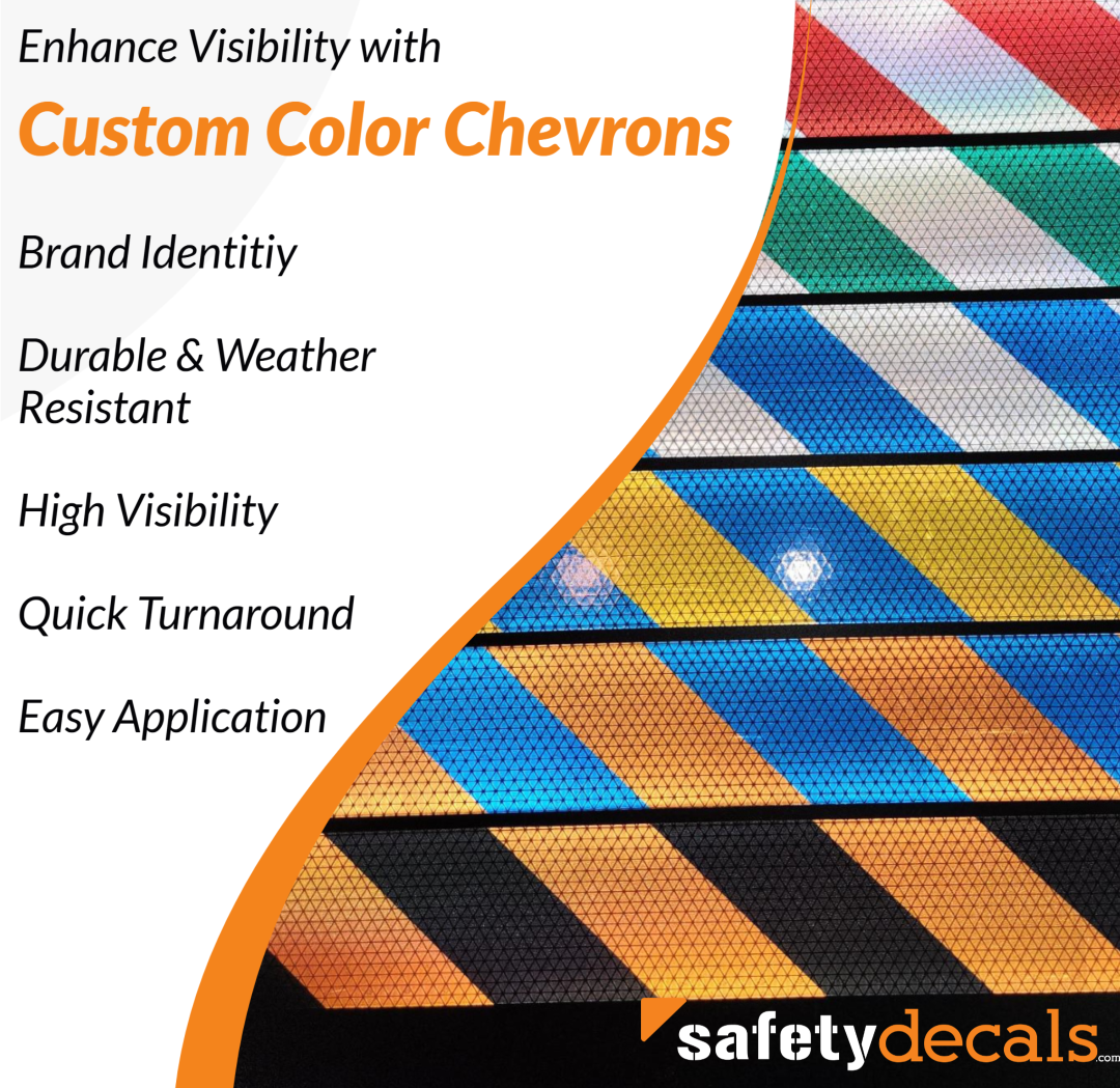 Chevron Sign Sticker Custom Color Reflective Chevron - Right Hand – Safety Decals